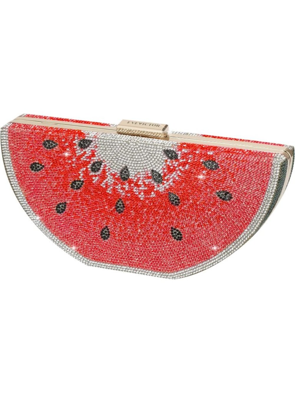 Women's Red Clutch Watermelon Shape Rhinestone Money Looks Fresh Handbags